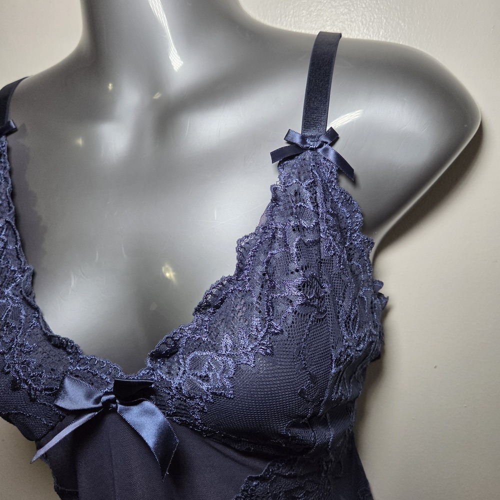 Blue Lace Mesh Babydoll Chemise Slip‎ Dress Women 1x 2x Coquette Romantic Fairy - Picture 5 of 8